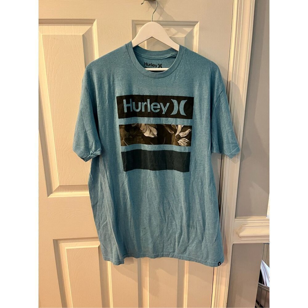 Hurley Blue Tropical Leaves Print t-Shirt sz XL